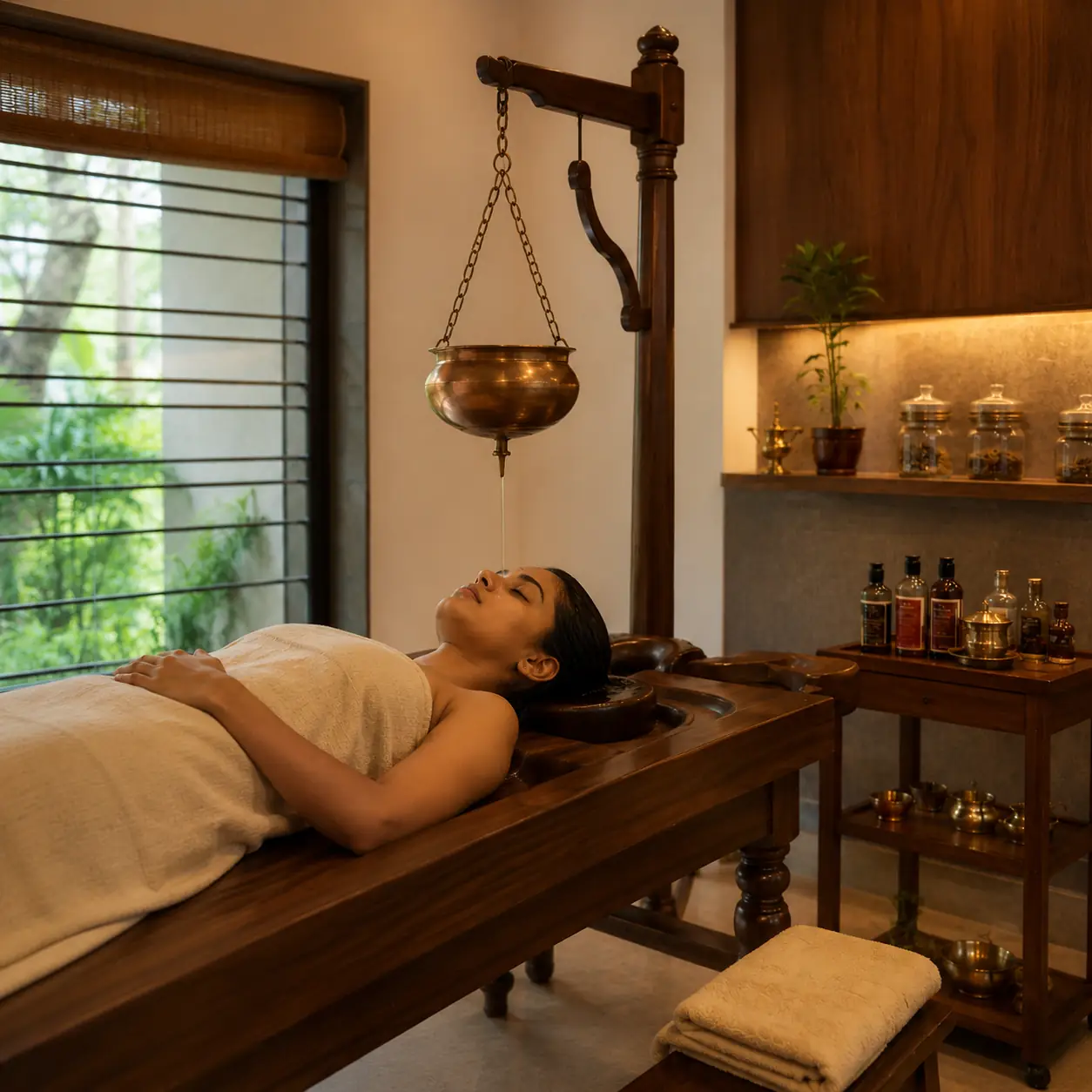 Shirodhara oil stream therapy